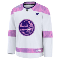 New York Islanders Fanatics White Hockey Fights Cancer Survivor Practice Jersey