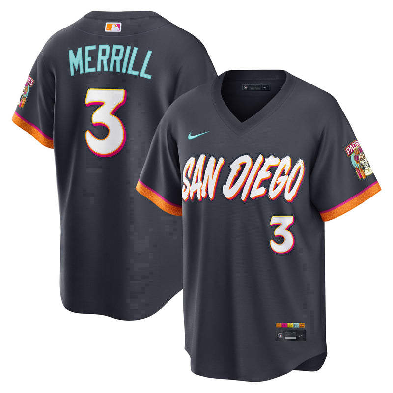 San Diego Padres Jackson Merrill Nike Obsidian 2026 City Connect Stadium Jersey