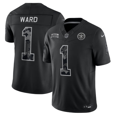 Tennessee Titans Cameron Ward Nike Black 2026 Salute to Service Printed Limited Jersey