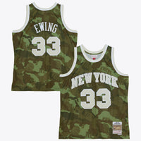 New York Knicks Mitchell & Ness Patrick Ewing 1991 Ghost Camo Swingman Jersey - Green
