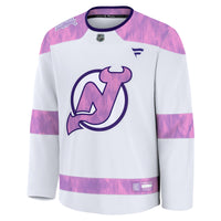 New Jersey Devils Fanatics White 2024 Hockey Fights Cancer Practice Jersey