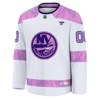 New York Islanders Fanatics White 2024 Hockey Fights Cancer Custom Practice Jersey