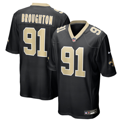 New Orleans Saints Vernon Broughton Nike Black Team Game Jersey