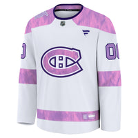 Montreal Canadiens Fanatics White 2024 Hockey Fights Cancer Custom Practice Jersey