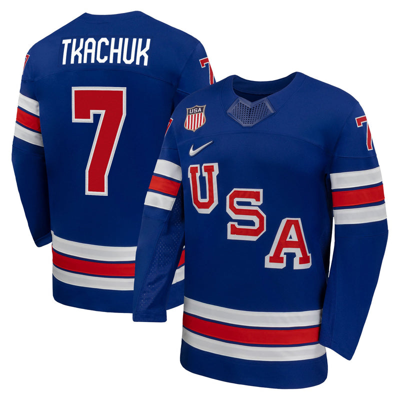 USA Hockey Brady Tkachuk Nike Royal 2026 Home Replica Jersey