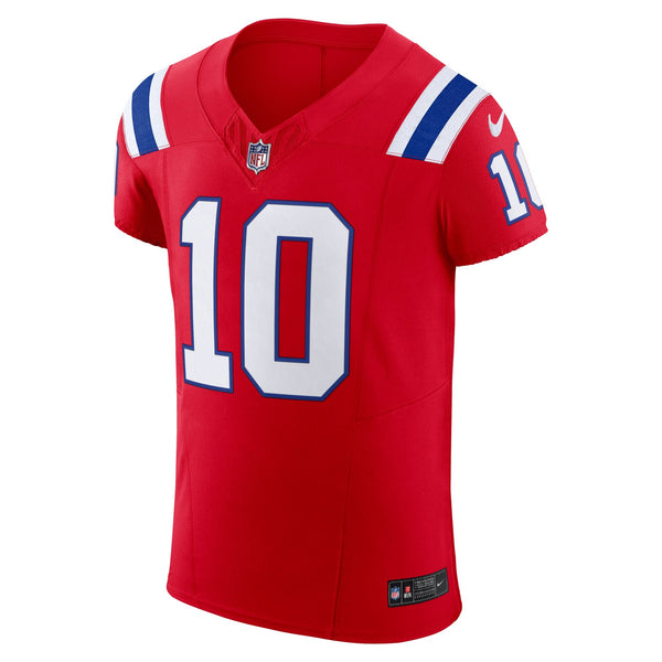 New England Patriots Drake Maye Nike Red Alternate Vapor F.U.S.E. Elite Jersey