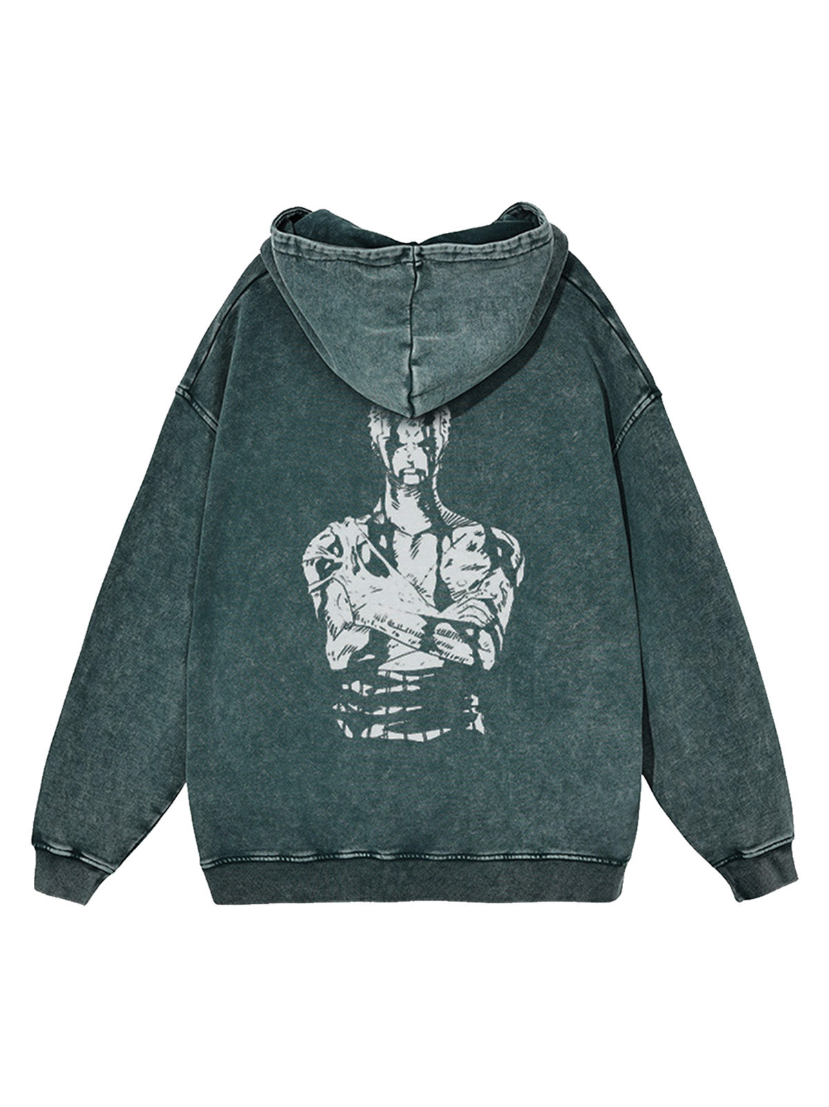 Washed green hoodie with Roronoa Zoro One Piece Nothing Happened graphic – photo 1