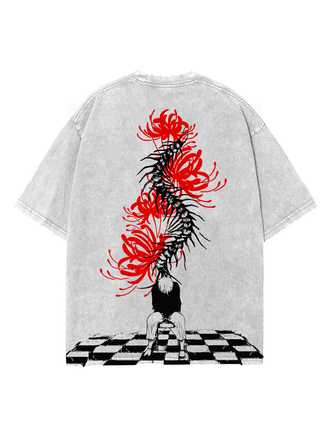 Washed white t-shirt with Ken Kaneki Tokyo Ghoul One Eyed Patch graphic – photo 1