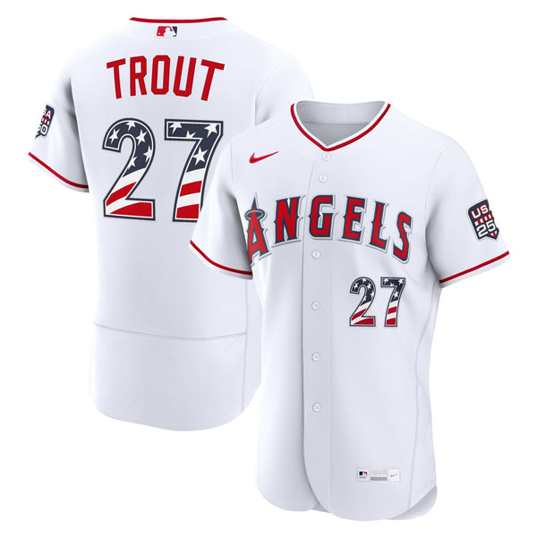 Fourth of July Los Angeles Angels Mike Trout Nike White USA 250 Authentic Jersey