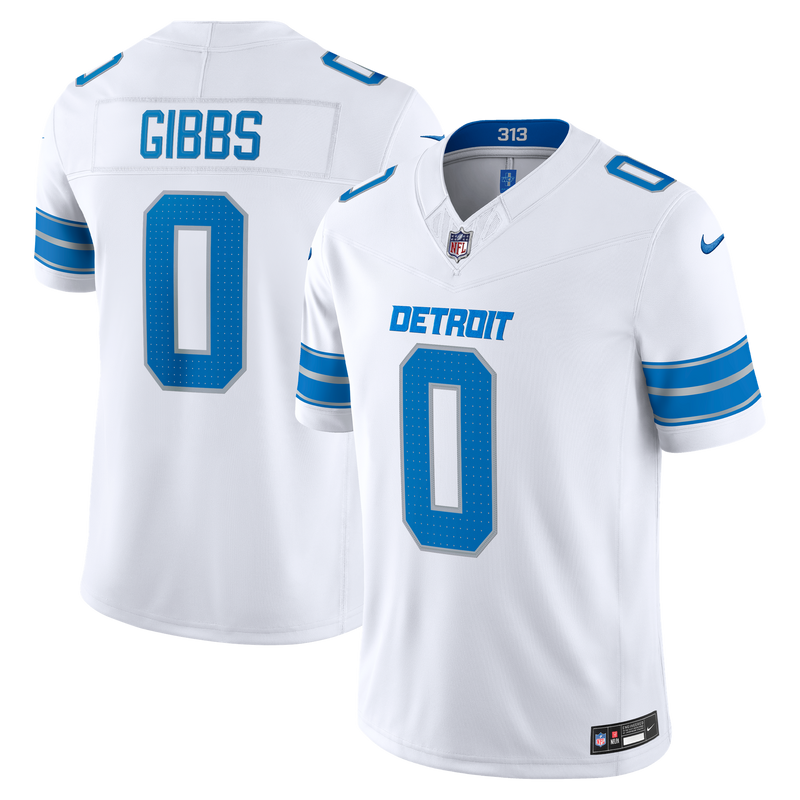 Detroit Lions Jahmyr Gibbs Nike White Vapor F.U.S.E. Printed Limited Jersey