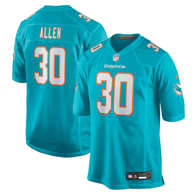 Miami Dolphins Kaytron Allen Nike Aqua Team Game Jersey