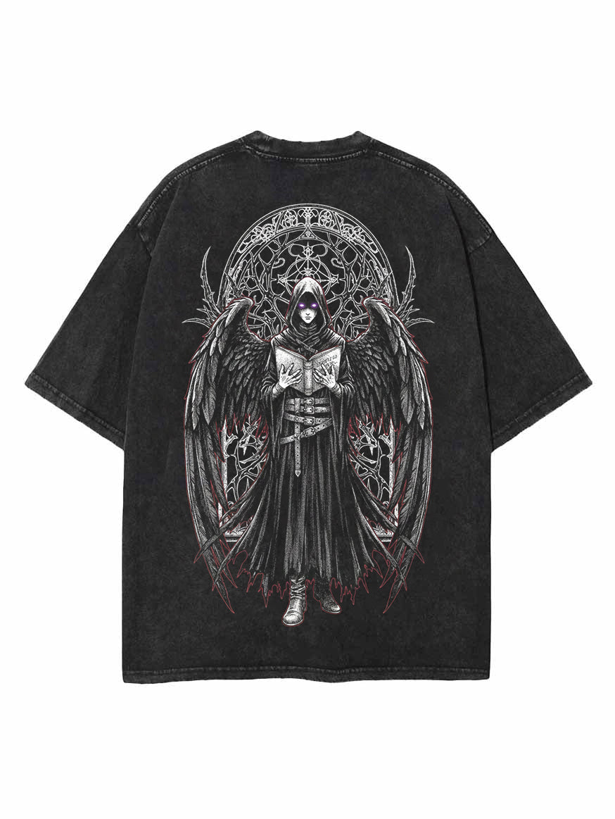 Vintage black t-shirt with Hooded Seraph Veil of Revelation graphic – photo 1