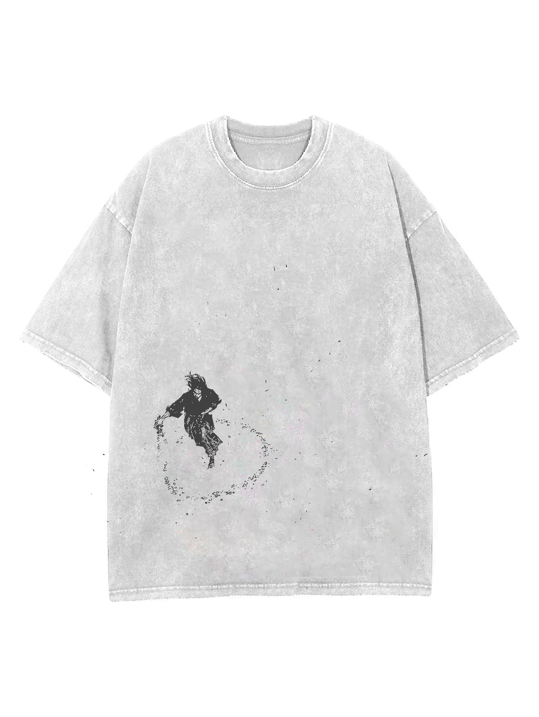 Washed white t-shirt with Miyamoto Musashi Vagabond Solo Samurai graphic – photo 2