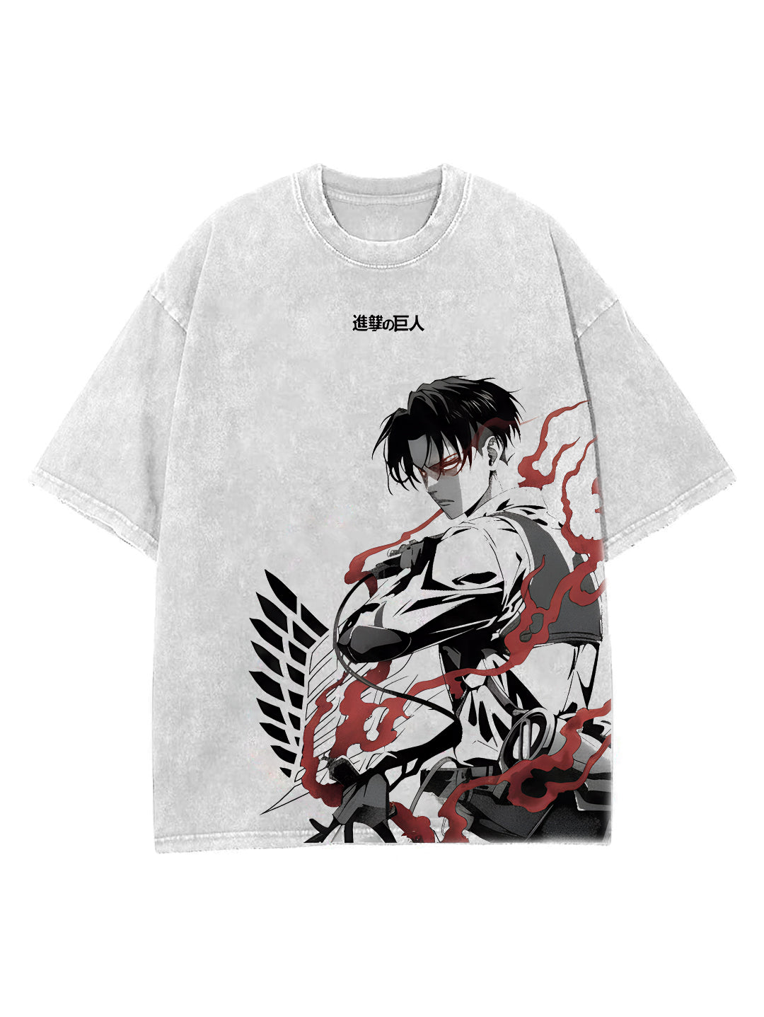 White t-shirt with Levi Ackerman Attack On Titan Humanity's Blade White graphic – photo 1