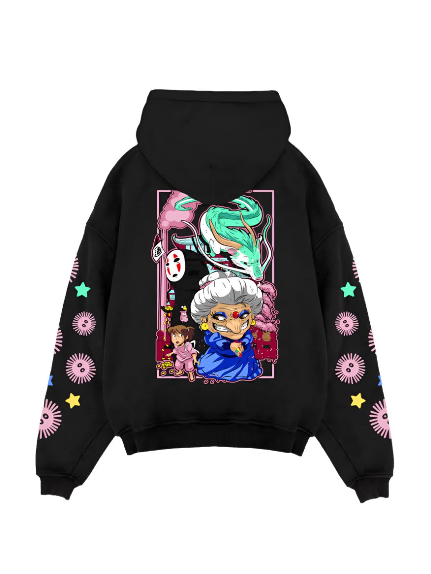 Black hoodie with Yubaba, Haku and Chihiro Spirited Away Spirited Away graphic – photo 1