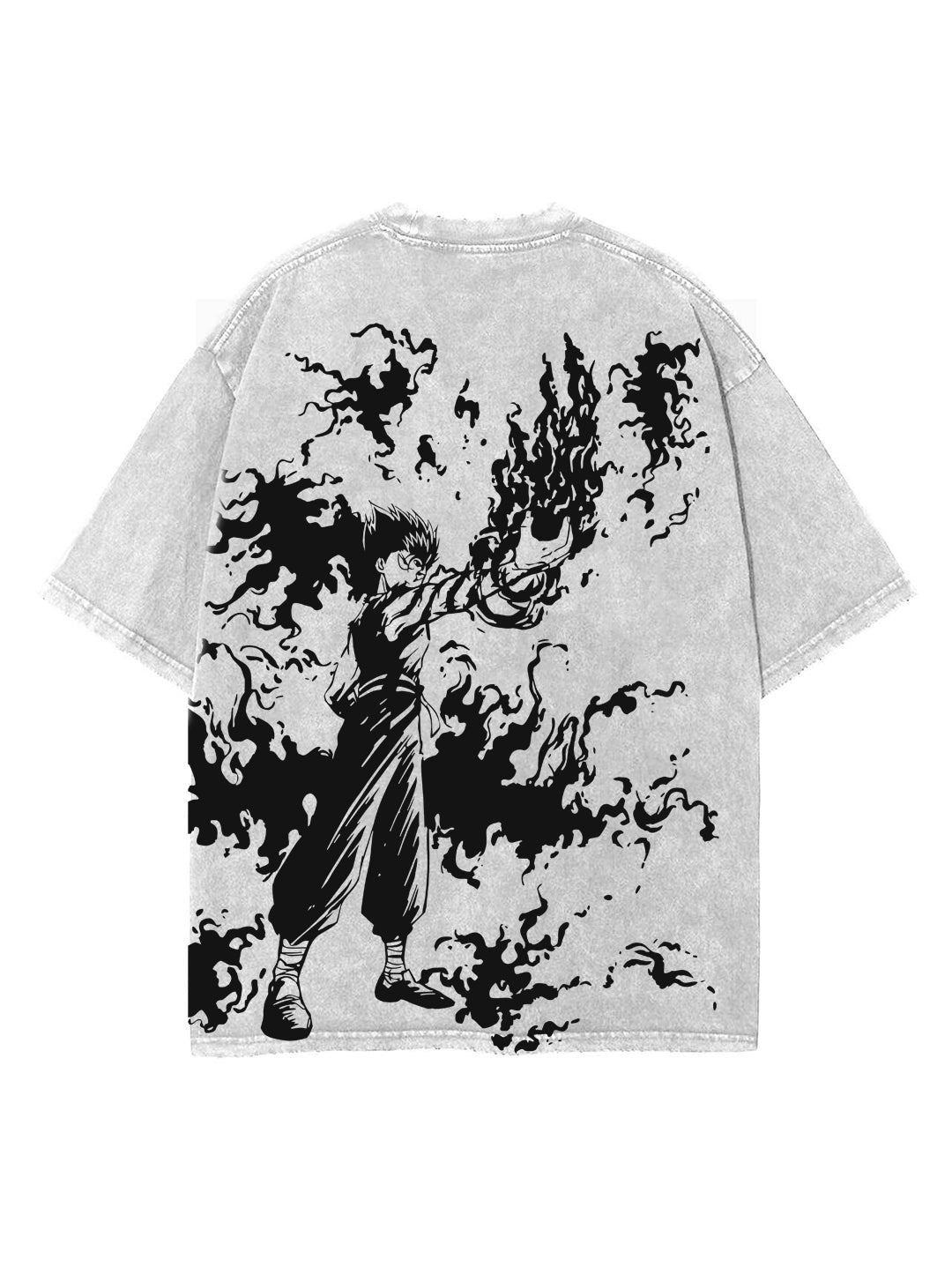 Washed white t-shirt with Yusuke Urameshi Yu Yu Hakusho Night Reaper graphic – photo 1