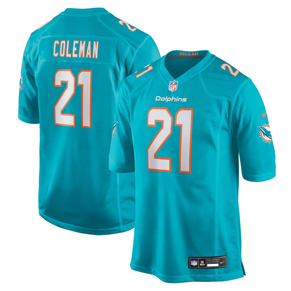 Miami Dolphins Kevin Coleman Nike Aqua Team Game Jersey