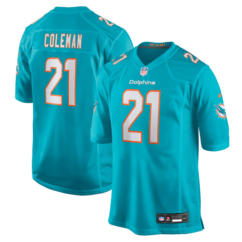 Miami Dolphins Kevin Coleman Aqua jersey – view 1