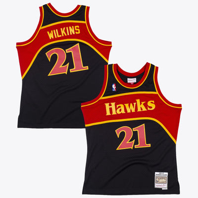 Atlanta Hawks Mitchell & Ness Dominique Wilkins 1986 Reload Swingman Authentic Jersey - Black