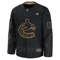 Vancouver Canucks Fanatics Black 2024 Military Appreciation Custom Practice Jersey