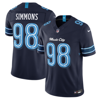 Tennessee Titans Jeffery Simmons Nike Navy 2026 Rivalries Collection Printed Limited Jersey