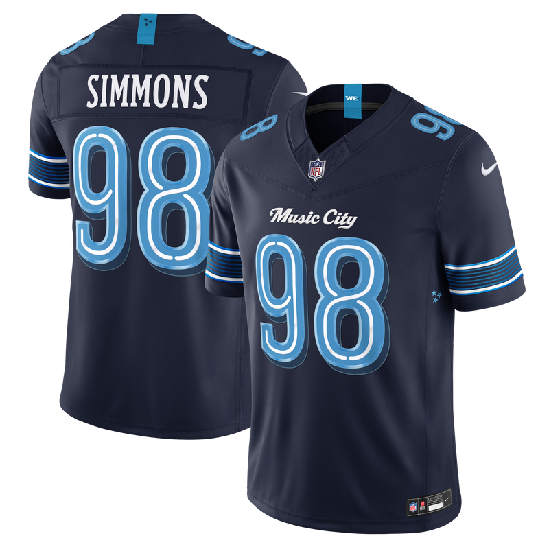 Tennessee Titans Jeffery Simmons Nike Navy 2026 Rivalries Collection Printed Limited Jersey