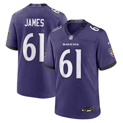 Baltimore Ravens Andre James Nike Purple Team Game Jersey