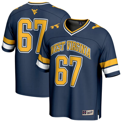 #67 West Virginia Mountaineers GameDay Greats Lightweight Collegiate Football Fashion Jersey - Navy