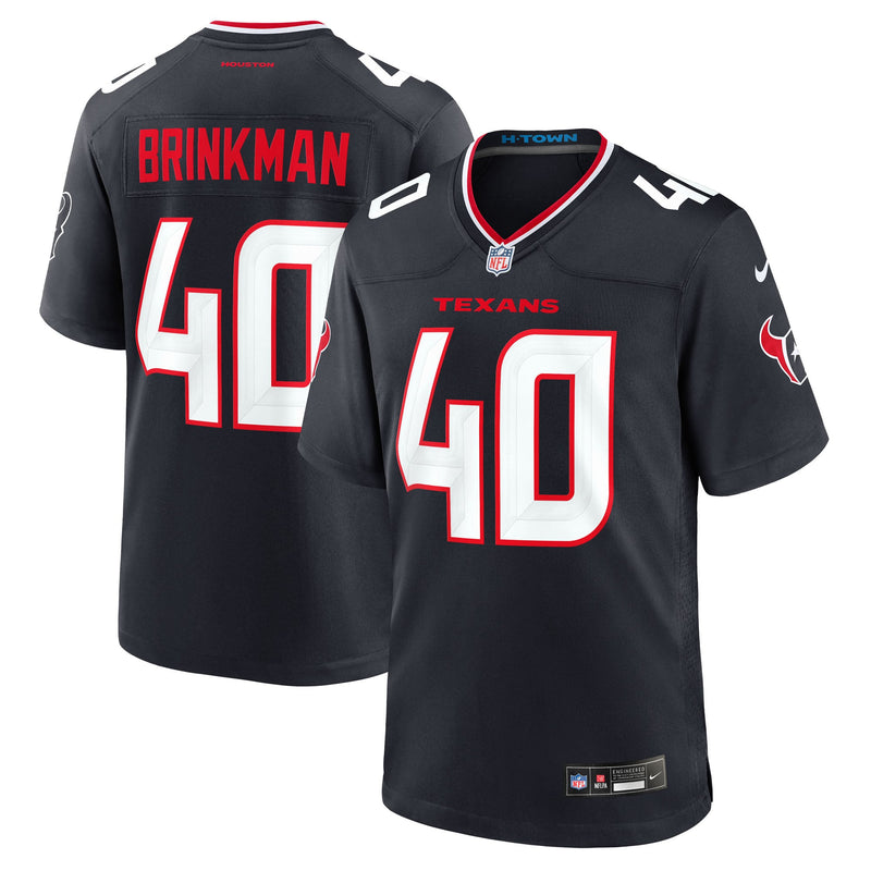Houston Texans Austin Brinkman Nike Navy Team Game Jersey
