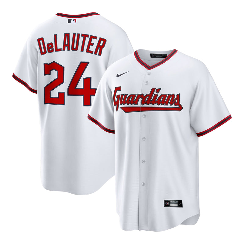 Cleveland Guardians Chase DeLauter Nike White Home Replica Jersey