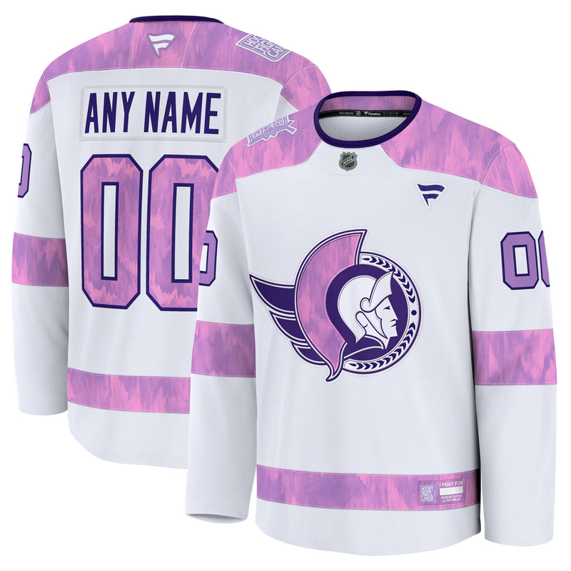 Ottawa Senators Fanatics White 2024 Hockey Fights Cancer Custom Practice Jersey