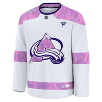 Colorado Avalanche Fanatics White Hockey Fights Cancer Survivor Practice Jersey