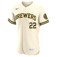 Milwaukee Brewers Christian Yelich Cream jersey – view 3