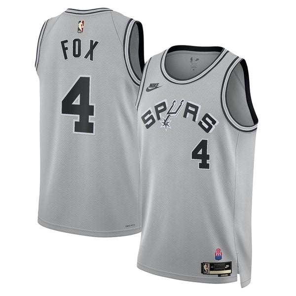 San Antonio Spurs Nike Classic Edition Jersey - Silver - De'Aaron Fox -