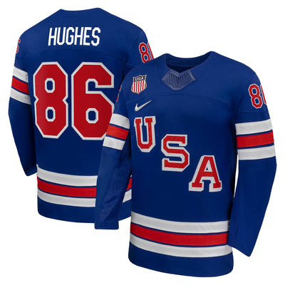 Jack Hughes Nike Royal US Hockey 2026 Home Replica Jersey