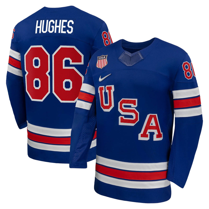 Jack Hughes Nike Royal US Hockey 2026 Home Replica Jersey