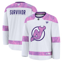 New Jersey Devils Fanatics White Hockey Fights Cancer Survivor Practice Jersey
