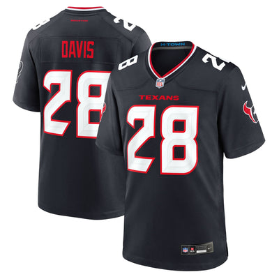 Houston Texans Jaden Davis Nike Navy Team Game Jersey