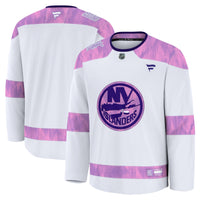New York Islanders Fanatics White 2024 Hockey Fights Cancer Practice Jersey