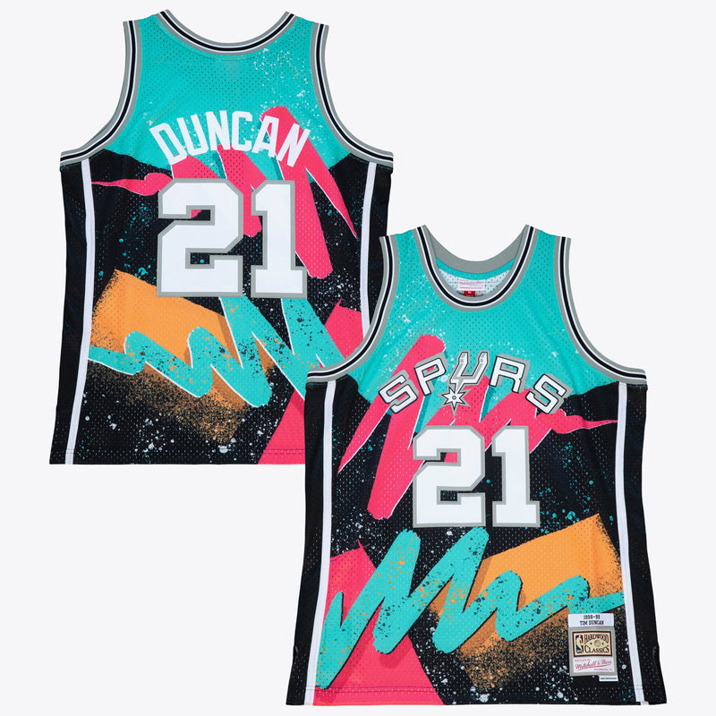 San Antonio Spurs Mitchell & Ness Tim Duncan 1998 Hyper Hoops Swingman Jersey - Multi/Black