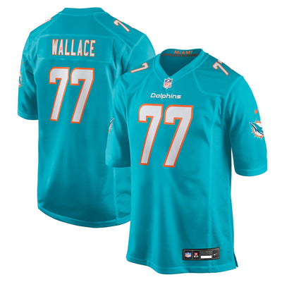 Miami Dolphins Caedan Wallace Nike Aqua Team Game Jersey