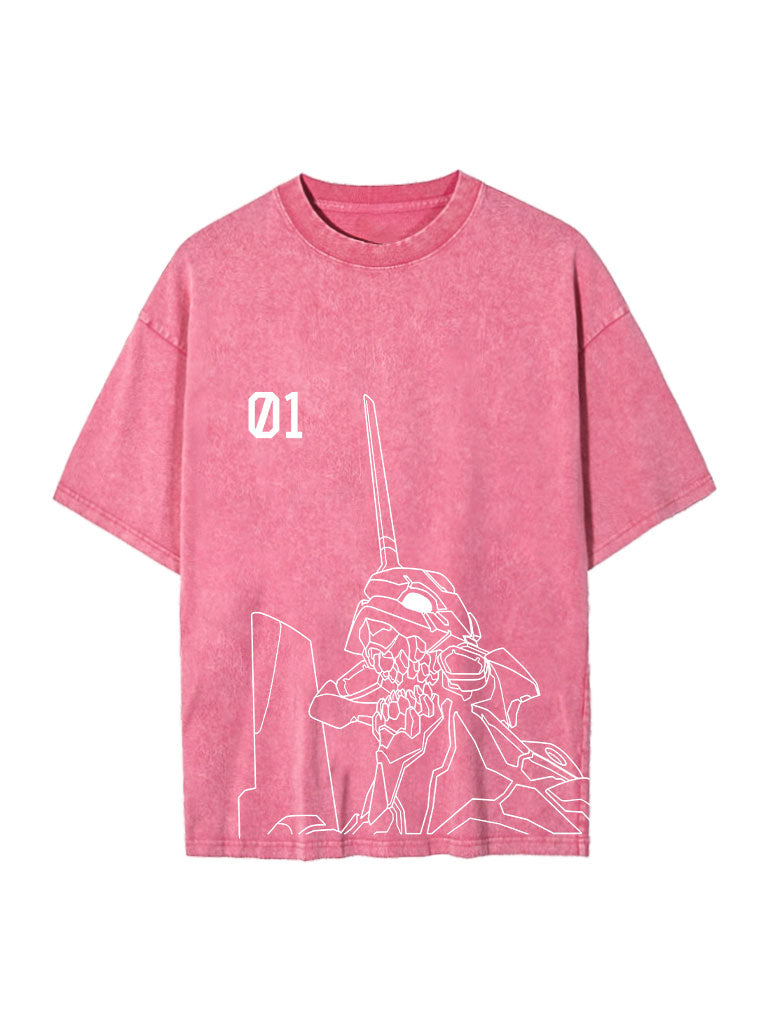 Washed black t-shirt with Evangelion Unit-01 Neon Genesis Evangelion Unit-01 graphic – photo 1
