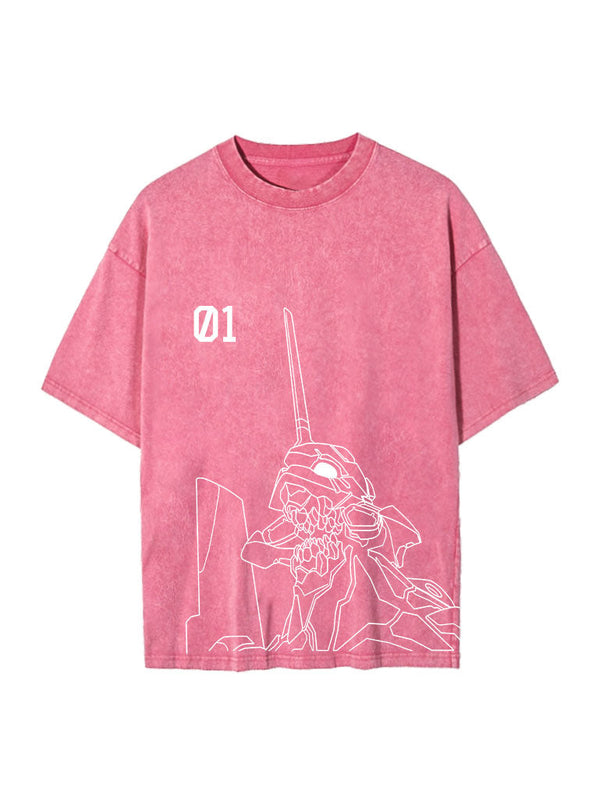 Washed black t-shirt with Evangelion Unit-01 Neon Genesis Evangelion Unit-01 graphic – photo 1