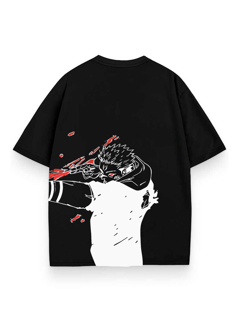 Black t-shirt with Yuji Itadori Jujutsu Kaisen Cursed Strike graphic – photo 1