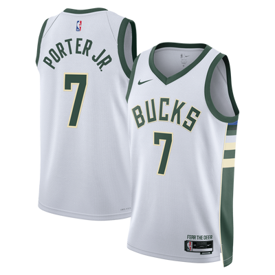 Milwaukee Bucks Nike Association Edition Swingman Jersey - White - Kevin Porter Jr. -