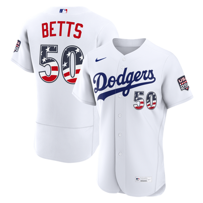 Fourth of July Los Angeles Dodgers Mookie Betts Nike White USA 250 Authentic Jersey