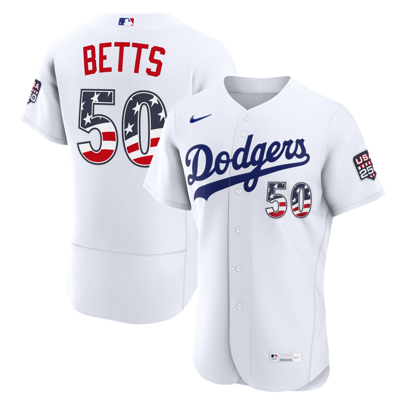 Fourth of July Los Angeles Dodgers Mookie Betts Nike White USA 250 Authentic Jersey