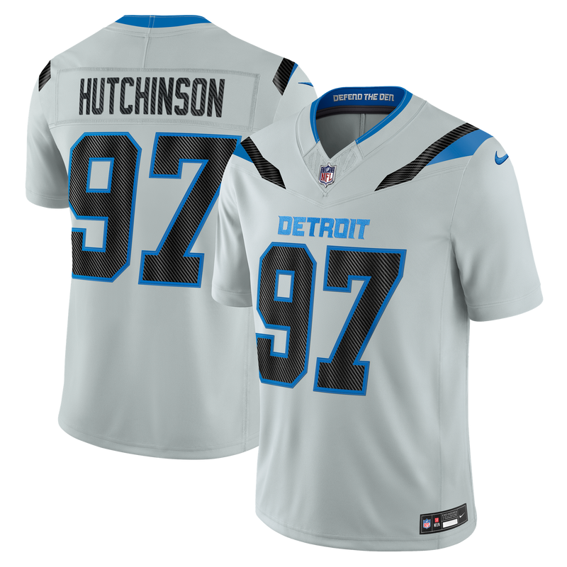 Detroit Lions Aidan Hutchinson Nike Silver 2026 Rivalries Collection Printed Limited Jersey