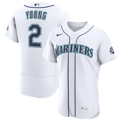 Seattle Mariners Cole Young Nike White Home 50th Season Authentic Jersey