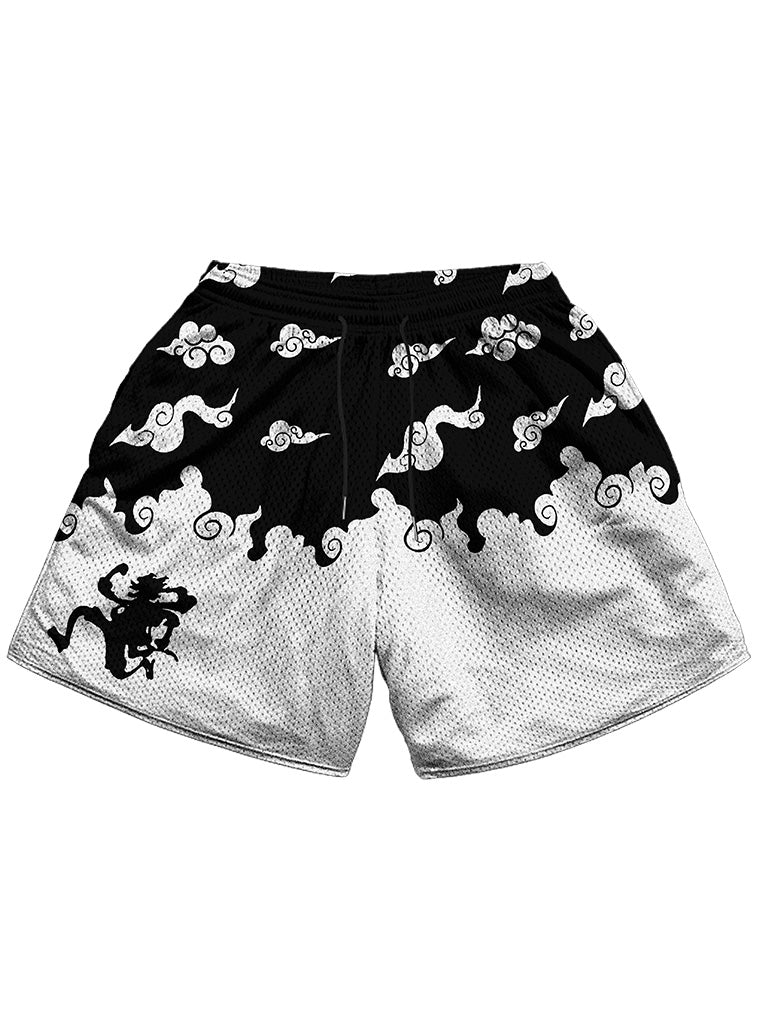 Black shorts with Monkey D. Luffy One Piece Sun God Shorts (v1) graphic – photo 1